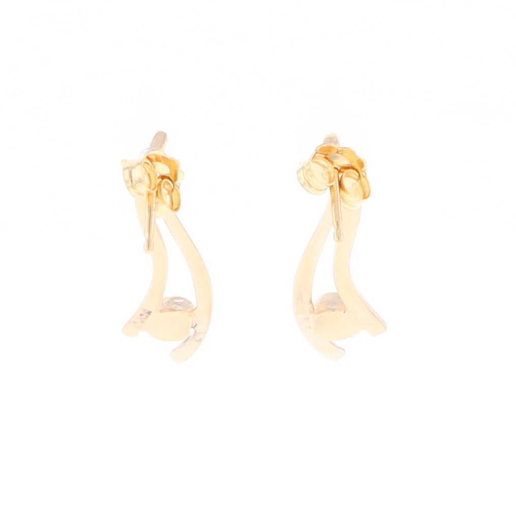 Gold Quartz Round Double Curved Bar Earrings - G2