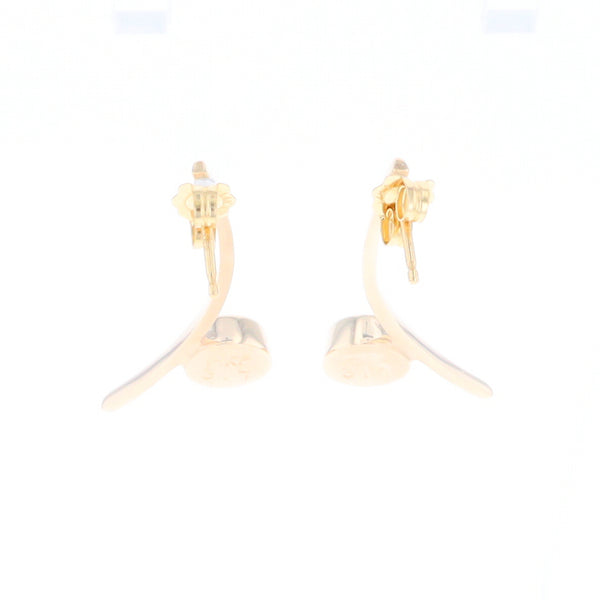 Gold Quartz Earrings Round Inlaid Curved Bar Design