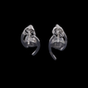 Opal Earrings Round Inlaid Double Curved Bar Design Studs