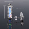 Opal Earrings Rectangle Inlaid with .50ctw Round Diamond Halo Studs