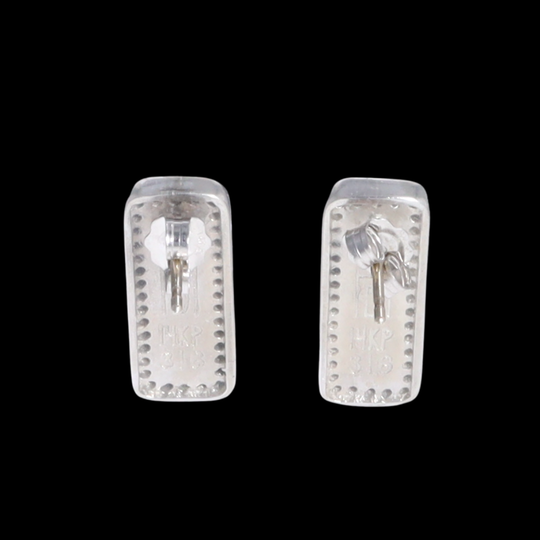 Opal Earrings Rectangle Inlaid with .50ctw Round Diamond Halo Studs
