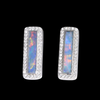 Opal Earrings Rectangle Inlaid with .50ctw Round Diamond Halo Studs
