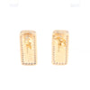 Gold Quartz Earrings Rectangle Inlaid with .50ctw Round Diamonds Halo Design - G2