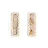 Gold Quartz Earrings Rectangle Inlaid with .50ctw Round Diamonds Halo Design - G2