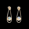 Opal Earrings Round Inlaid Open Tear Drop Design Studs