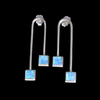Opal Earrings Curved Bar Double Square Inlaid Ends Design Studs