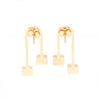 Gold Quartz Double Square Curved Bar Earrings - G2