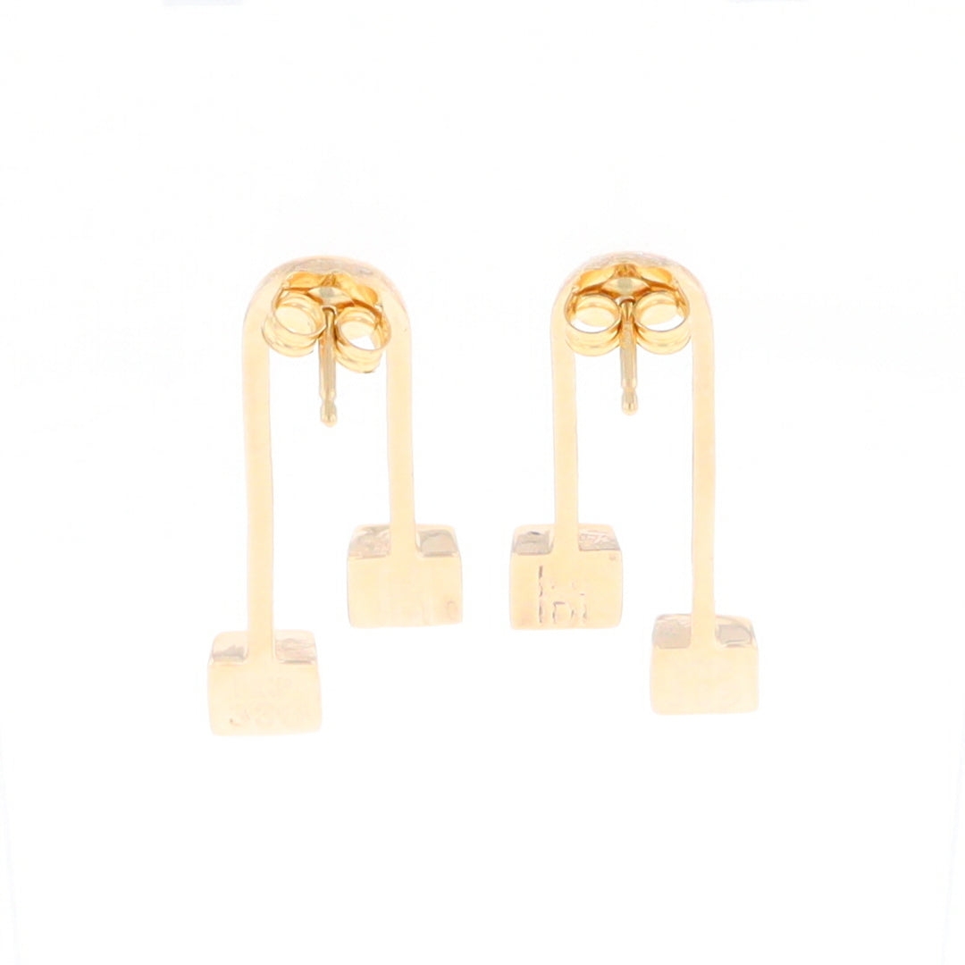 Gold Quartz Double Square Curved Bar Earrings - G2