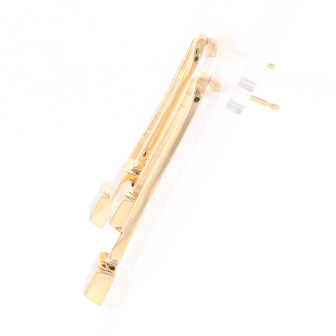 Gold Quartz Double Square Curved Bar Earrings - G2