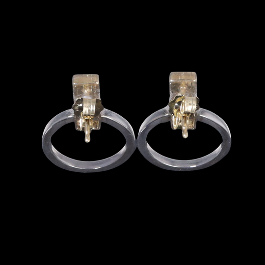 Opal Earrings Rectangle Inlaid Knocker Design Studs
