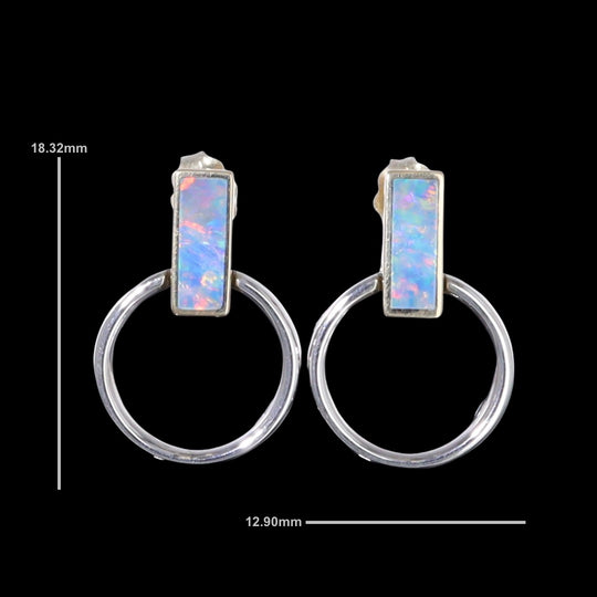 Opal Earrings Rectangle Inlaid Knocker Design Studs