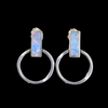 Opal Earrings Rectangle Inlaid Knocker Design Studs