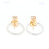 Gold Quartz Rectangle Inlaid Knocker Earrings - G2