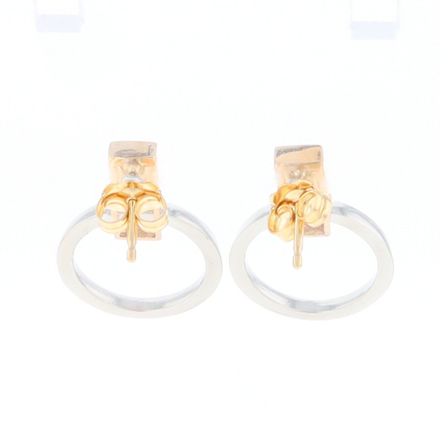 Gold Quartz Rectangle Inlaid Knocker Earrings - G2