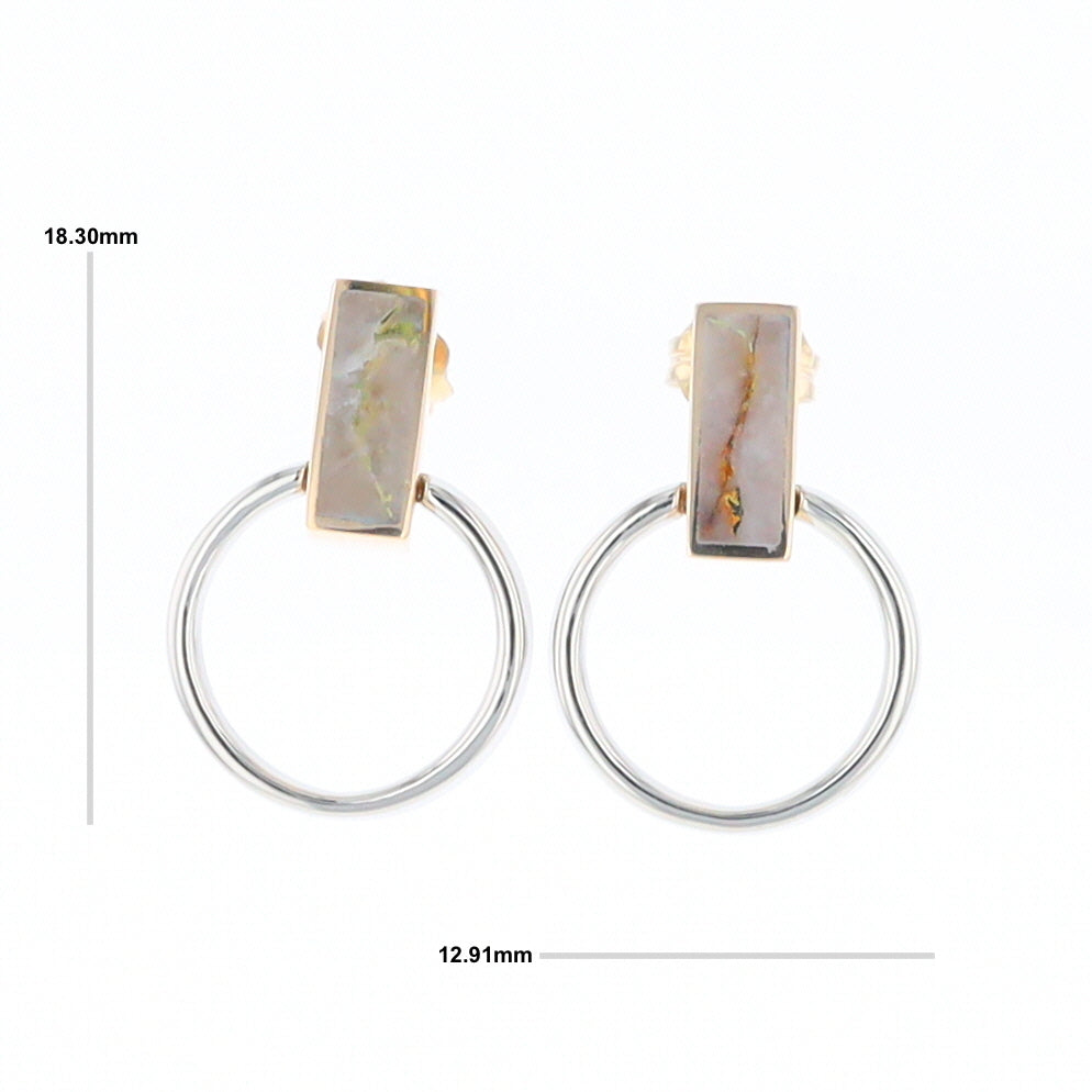 Gold Quartz Rectangle Inlaid Knocker Earrings - G2