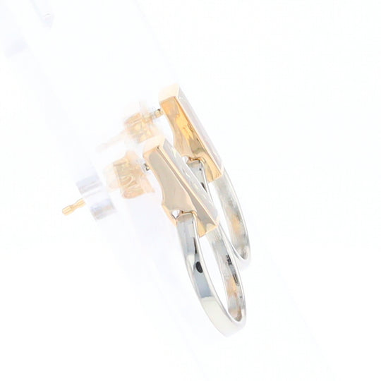 Gold Quartz Rectangle Inlaid Knocker Earrings - G2