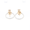 Gold Quartz Rectangle Inlaid Knocker Earrings - G2