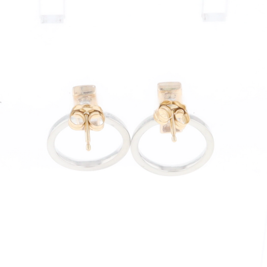 Gold Quartz Rectangle Inlaid Knocker Earrings - G2