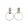 Gold Quartz Rectangle Inlaid Knocker Earrings - G2