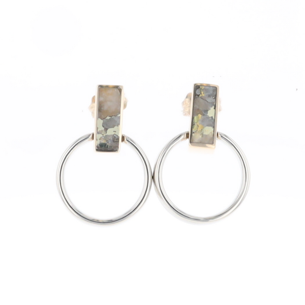 Gold Quartz Rectangle Inlaid Knocker Earrings - G2