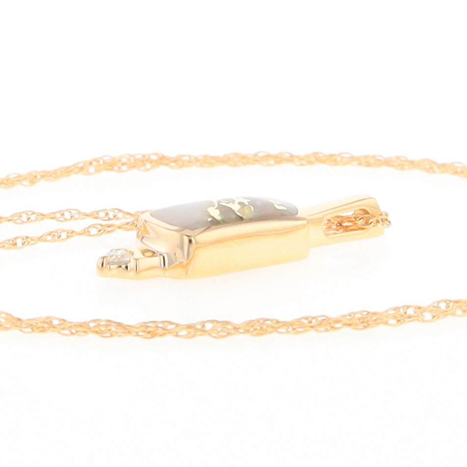 Gold Quartz Pendant with 0.04ctw Diamond Accent