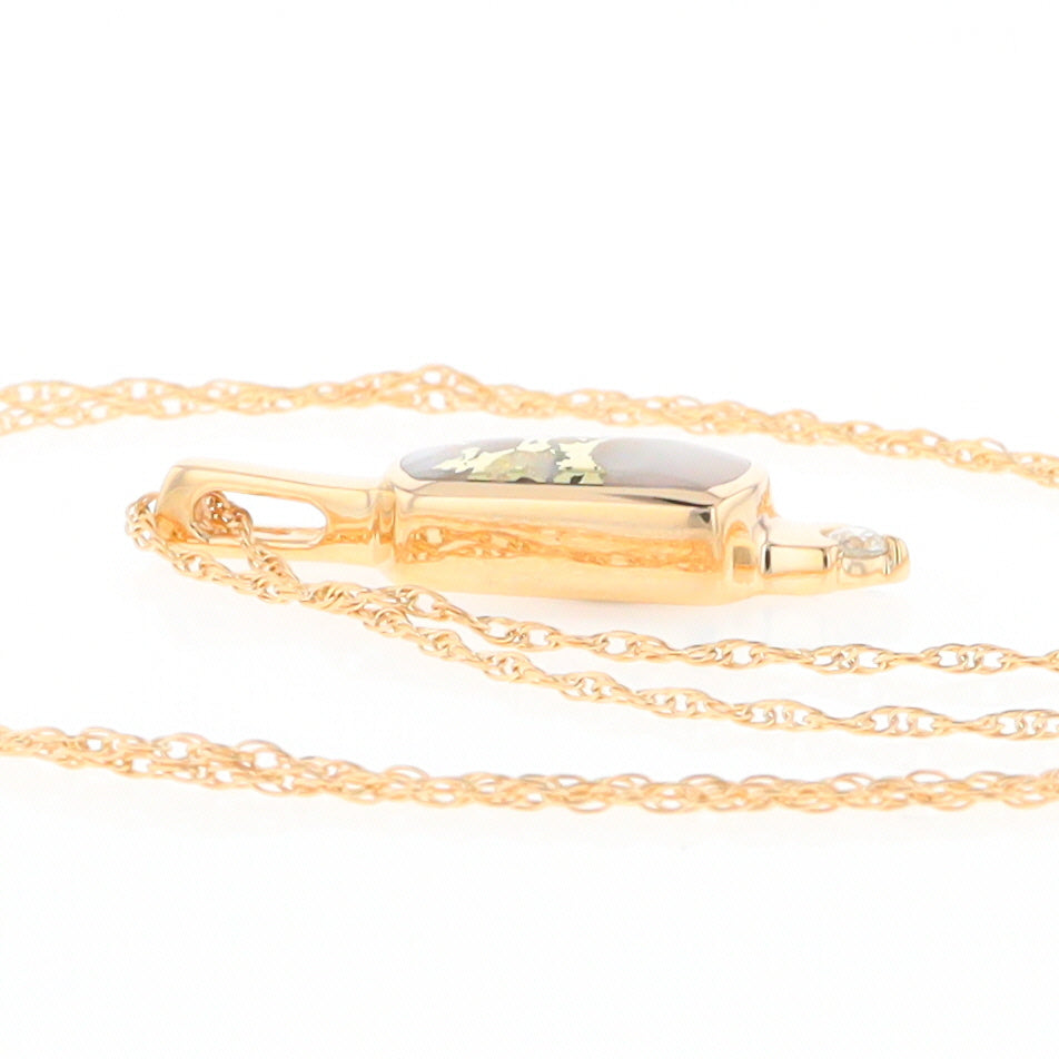 Gold Quartz Pendant with 0.04ctw Diamond Accent