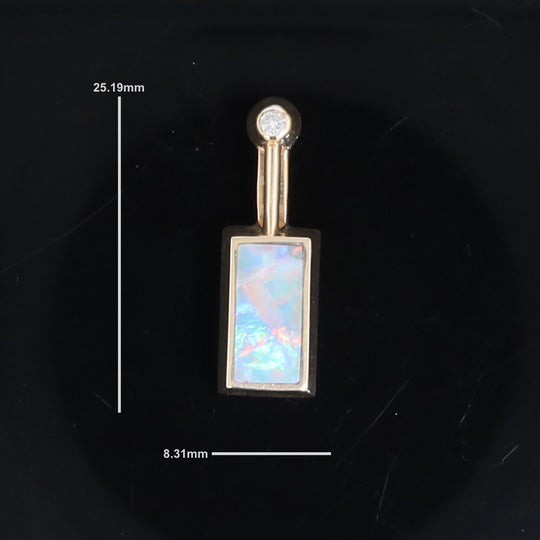 Opal Pendant Rectangle Inlaid Design with .04ctw Round Diamond