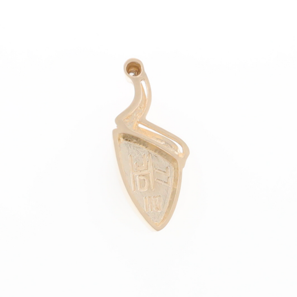 Gold Quartz Triangulare Inlaid Pendant with Diamond Accent