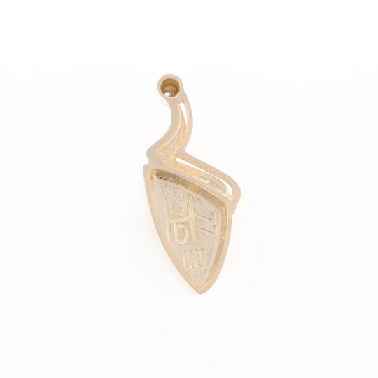 Gold Quartz Triangulare Inlaid Pendant with Diamond Accent