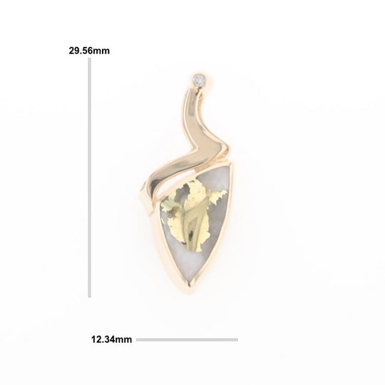 Gold Quartz Triangulare Inlaid Pendant with Diamond Accent