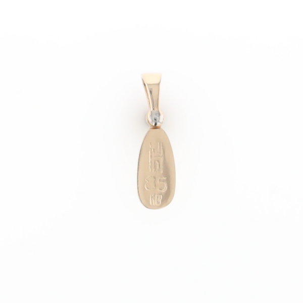 Gold Quartz Necklace Pear Shape Inlaid Pendant with .02ct Diamond