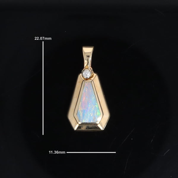 Opal Triangle Inlay with .02ctw Diamond Pendant