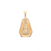 Gold Quartz Necklace, Triangle Inlaid with .02ctw Diamond Pendant