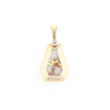 Gold Quartz Necklace, Triangle Inlaid with .02ctw Diamond Pendant