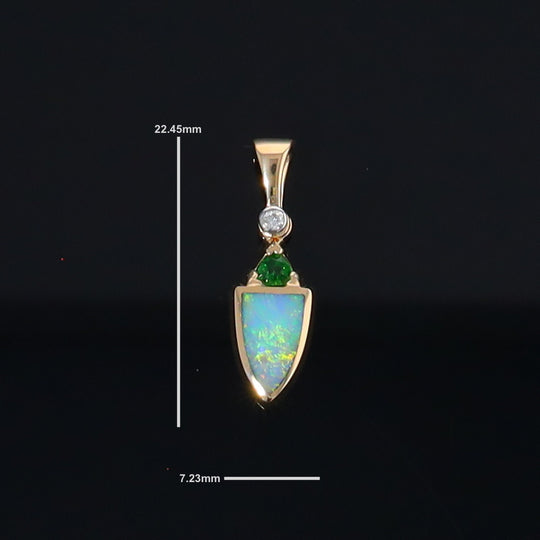 Opal Shield Pendant with Tsavorite