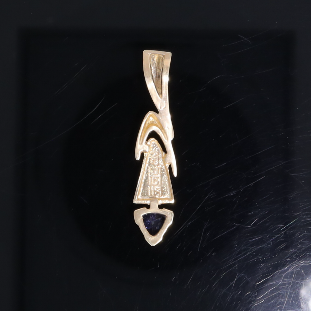 Opal Pendant Triangle Inlaid Design with Trillion Cut Tanzanite