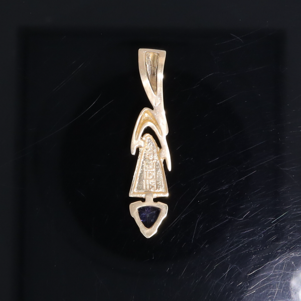 Opal Pendant Triangle Inlaid Design with Trillion Cut Tanzanite