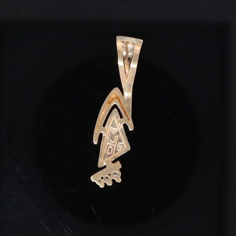 Opal Pendant Triangle Inlaid Design with .07ctw Round Diamonds
