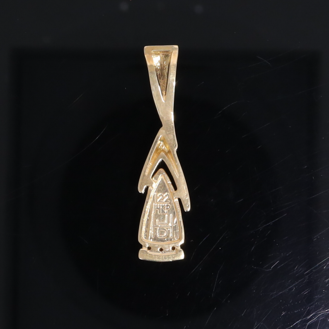 Opal Pendant Triangle Inlaid Design with .06ctw Round Diamonds