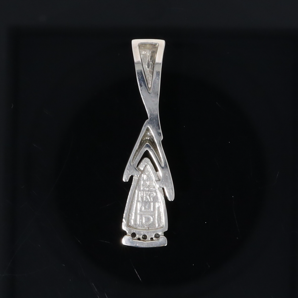Opal Pendant Triangle Inlaid Design with .06ctw Round Diamonds