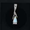 Opal Pendant Triangle Inlaid Design with .06ctw Round Diamonds