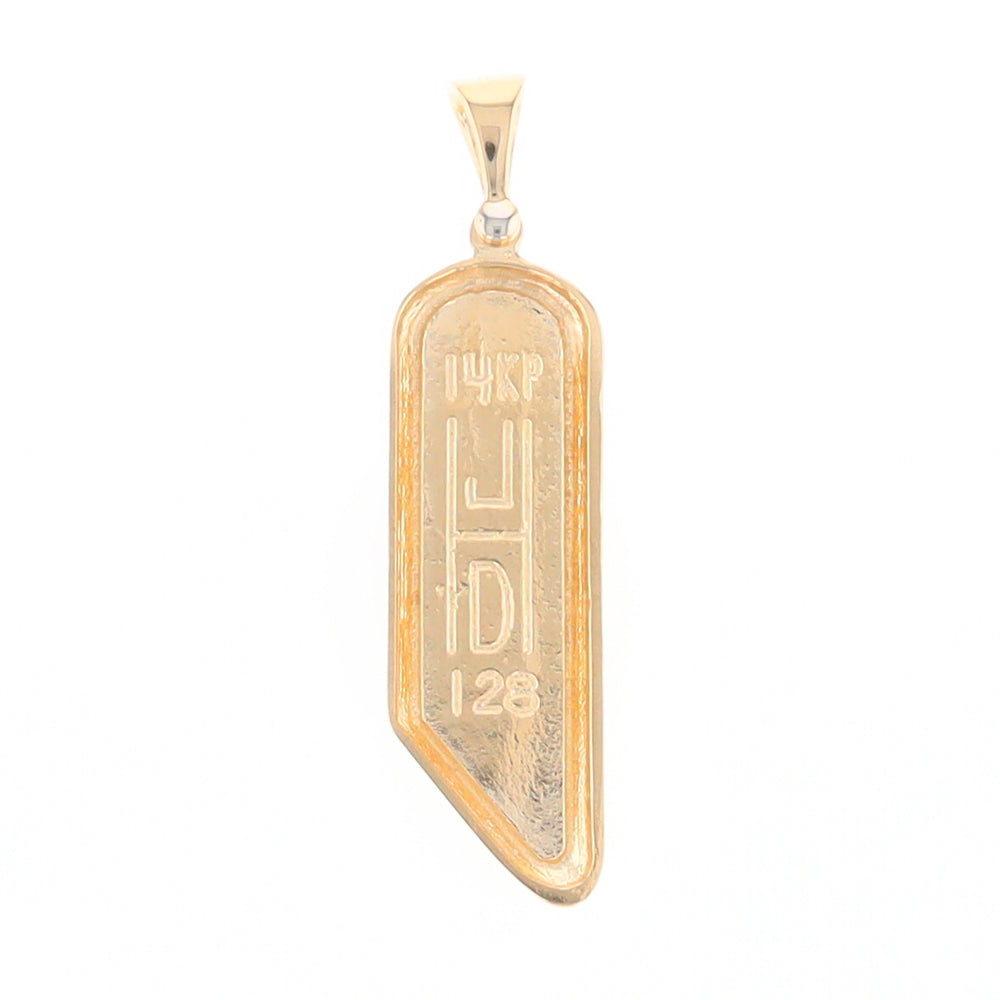 Gold Quartz Long Geometric Inlaid Pendant