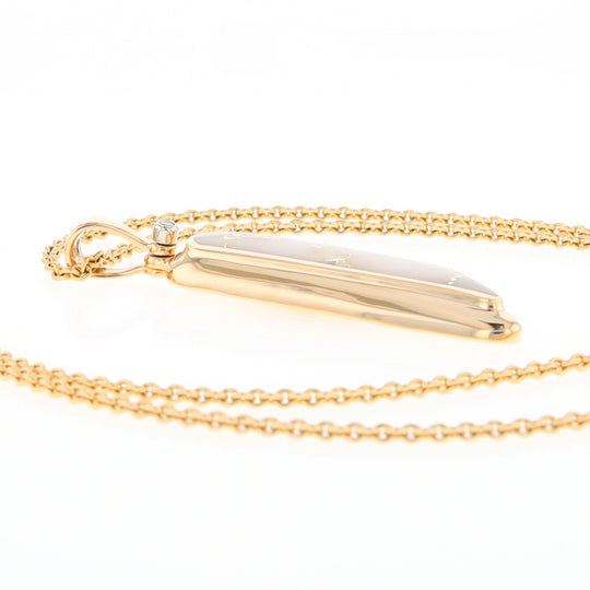 Gold Quartz Long Geometric Inlaid Pendant