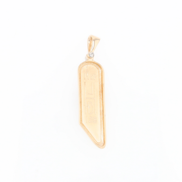 Gold Quartz Long Geometric Inlaid Pendant