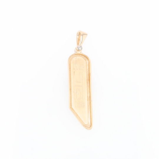Gold Quartz Long Geometric Inlaid Pendant