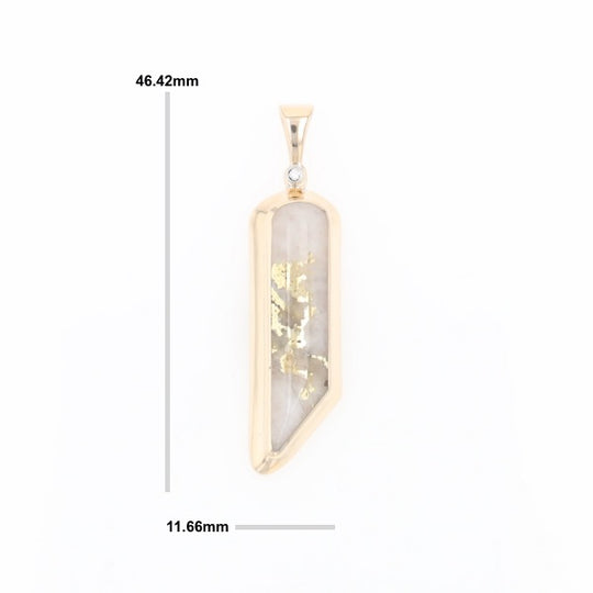 Gold Quartz Long Geometric Inlaid Pendant