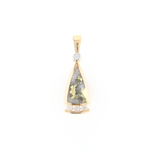 Gold Quartz Triangle Inlaid Pendant with 0.08ctw Diamonds - G2