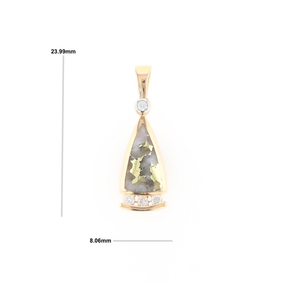 Gold Quartz Triangle Inlaid Pendant with 0.08ctw Diamonds - G2