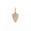 Gold Quartz Pendant Shield Shape Inlaid Pendant with .02ct Diamond