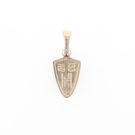 Gold Quartz Pendant Shield Shape Inlaid Pendant with .02ct Diamond